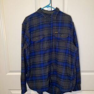 Mens Orvis‎ Heavyweight Flannel Gray & Blue XL